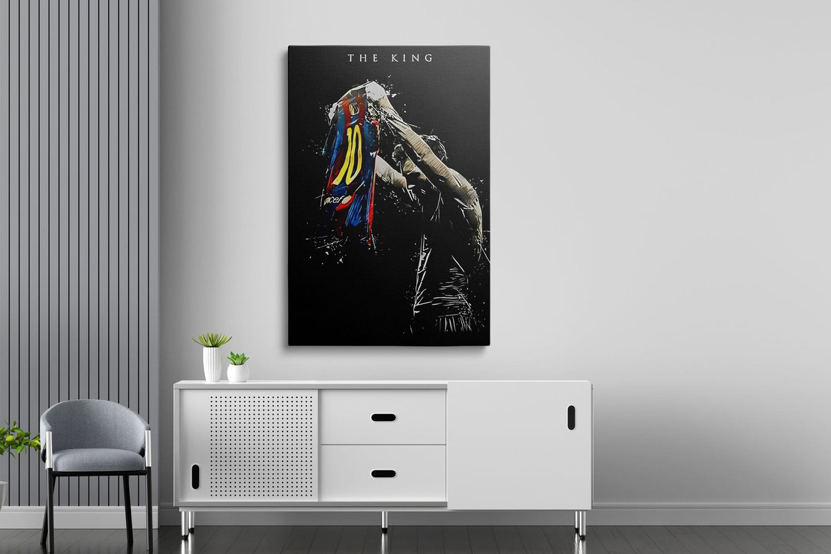 Lionel Messi Kanvas Tablo, Siyah Beyaz Futbol Posteri, Çerçeveli Duvar Dekoru