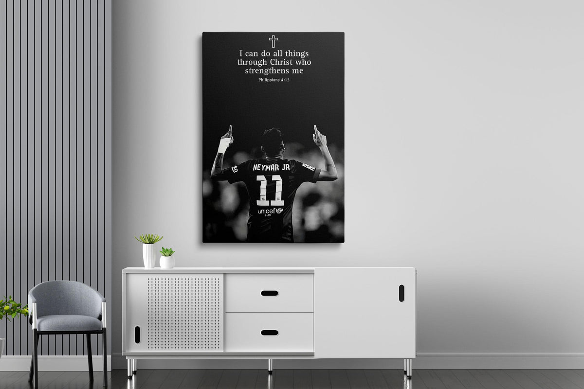 Neymar Jr Poster – Siyah Beyaz Motivasyonel Söz Futbol Duvar Sanatı (A4/A3)