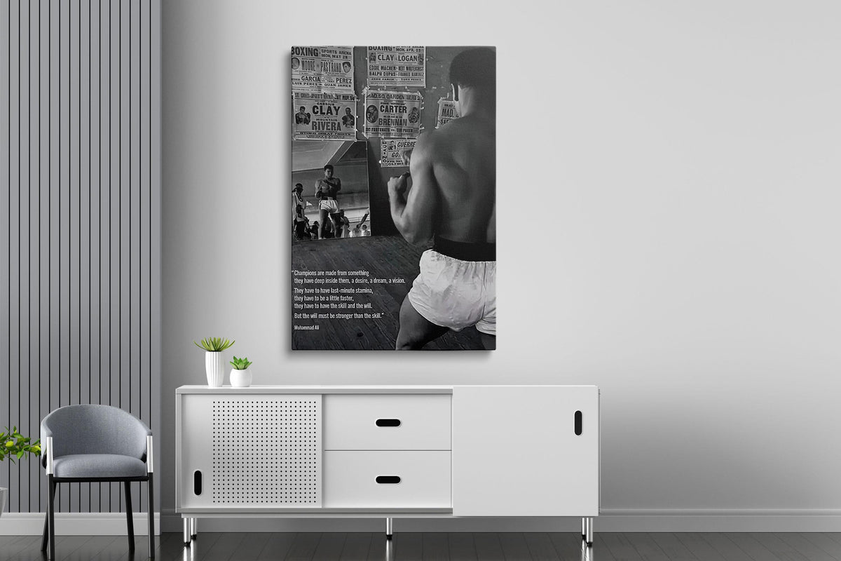 Muhammad Ali Posteri – Siyah Beyaz Boks Efsanesi Motivasyonel Duvar Sanatı (A4/A3)