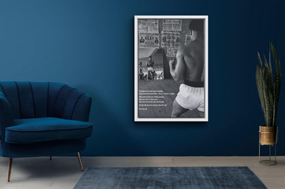 Muhammad Ali Posteri – Siyah Beyaz Boks Efsanesi Motivasyonel Duvar Sanatı (A4/A3)
