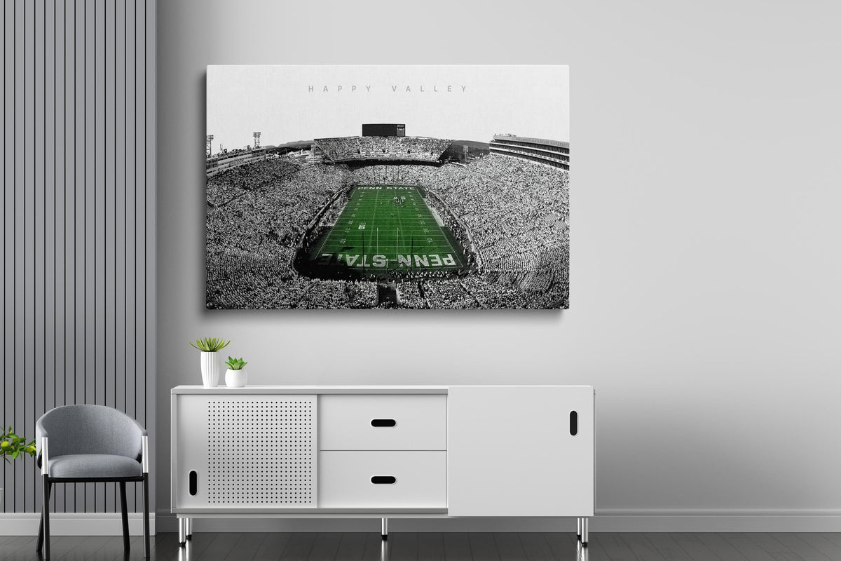 Penn State Beaver Stadyumu Posteri – Siyah Beyaz Kolej Amerikan Futbolu Duvar Sanatı (A4/A3)