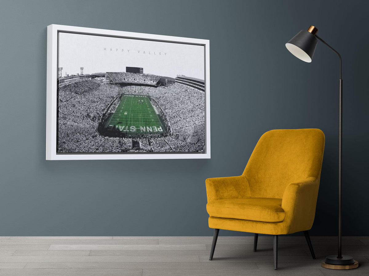 Penn State Beaver Stadyumu Posteri – Siyah Beyaz Kolej Amerikan Futbolu Duvar Sanatı (A4/A3)