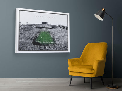 Penn State Beaver Stadyumu Posteri – Siyah Beyaz Kolej Amerikan Futbolu Duvar Sanatı (A4/A3)