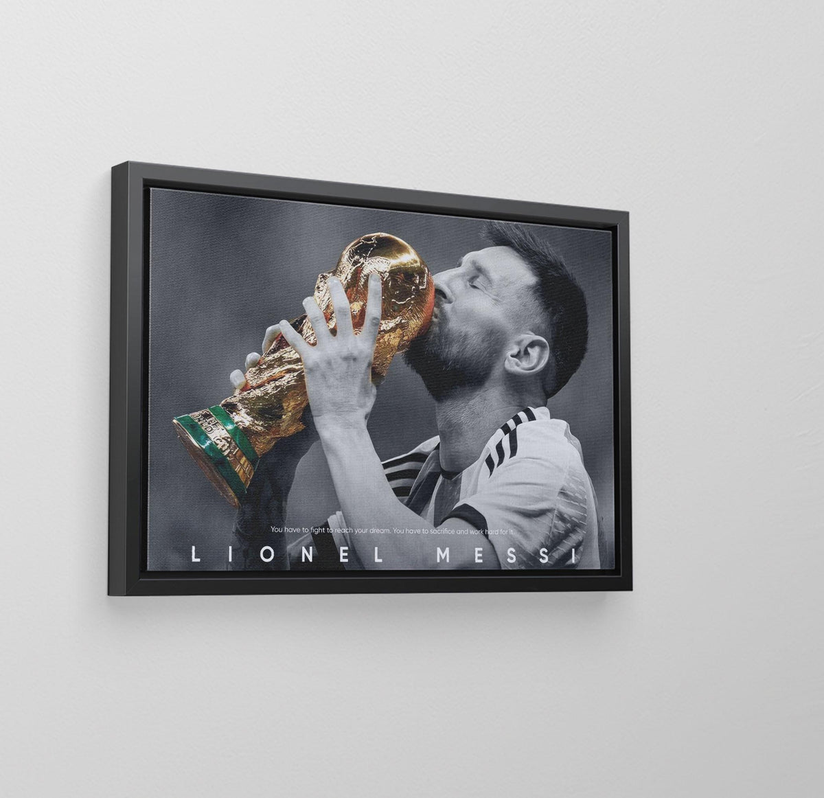 Lionel Messi Dünya Kupası Posteri – Siyah Beyaz Arjantin Şampiyon Duvar Sanatı (A4/A3)