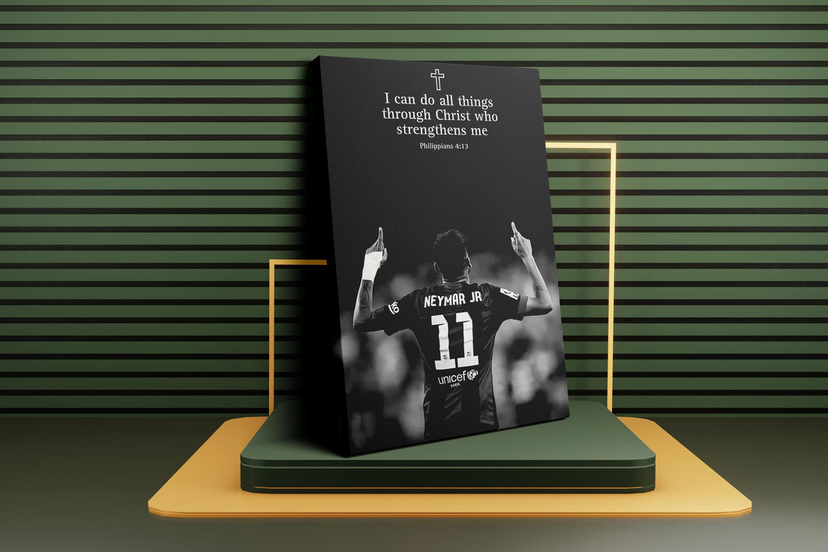 Neymar Jr Poster – Siyah Beyaz Motivasyonel Söz Futbol Duvar Sanatı (A4/A3)
