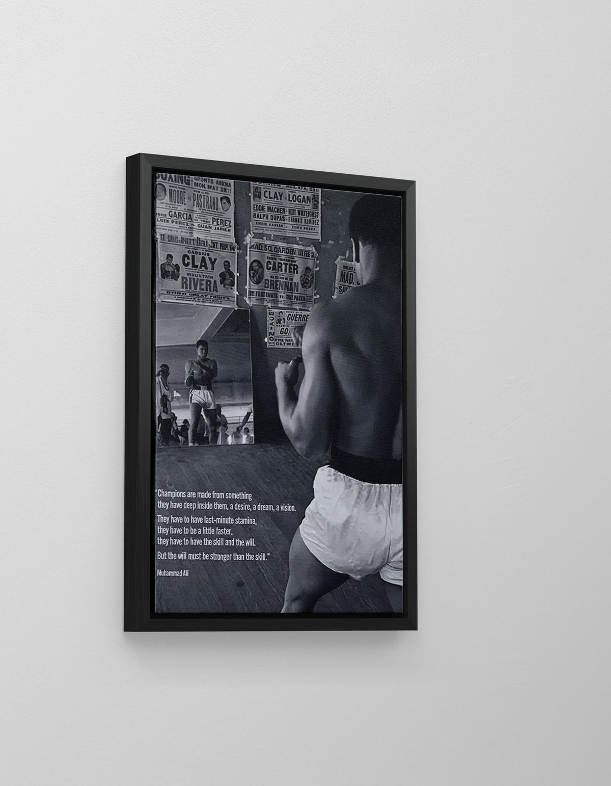 Muhammad Ali Posteri – Siyah Beyaz Boks Efsanesi Motivasyonel Duvar Sanatı (A4/A3)