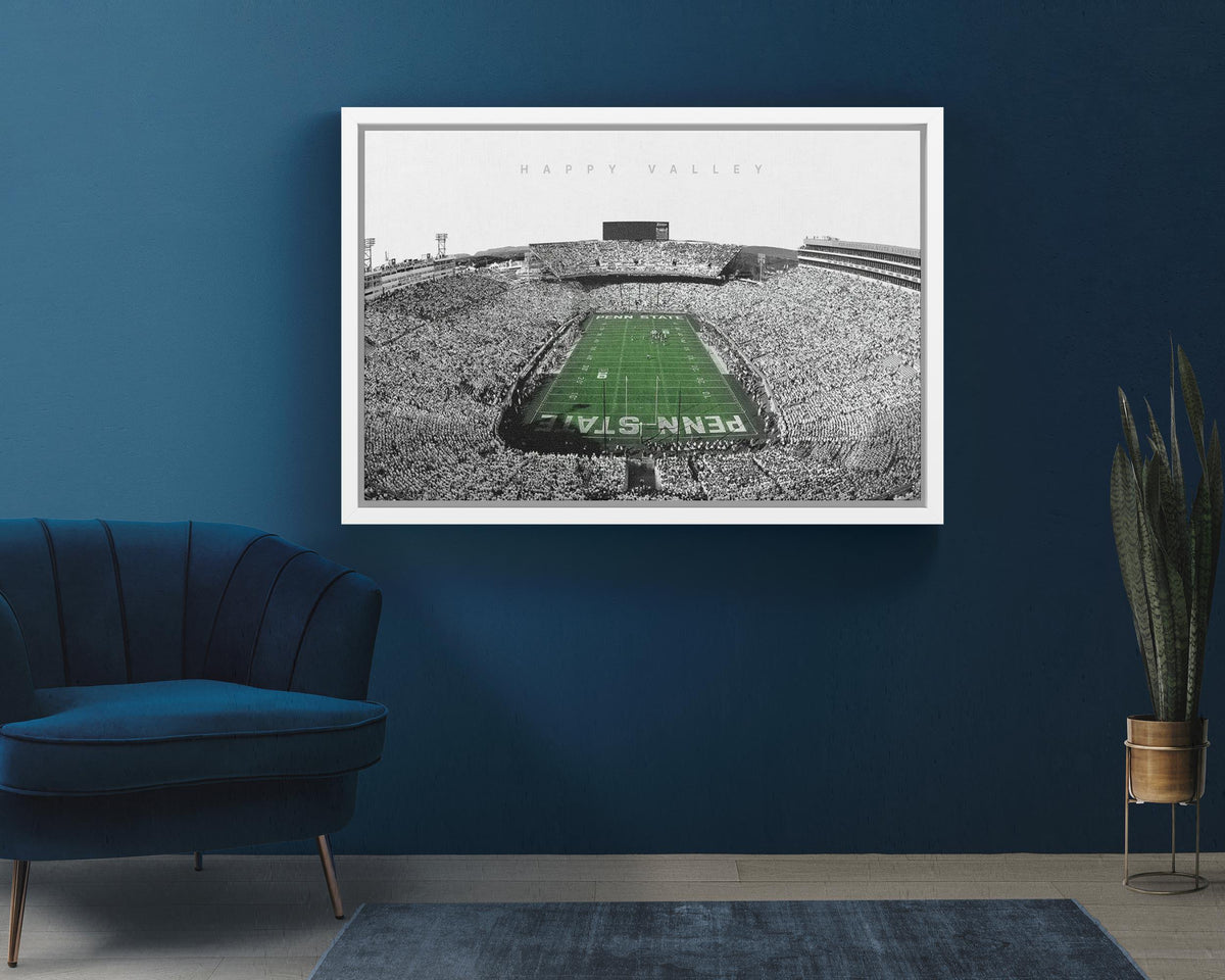 Penn State Beaver Stadyumu Posteri – Siyah Beyaz Kolej Amerikan Futbolu Duvar Sanatı (A4/A3)