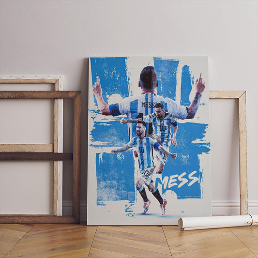 Lionel Messi Football Canvas Art, Argentina Player Wall Decor