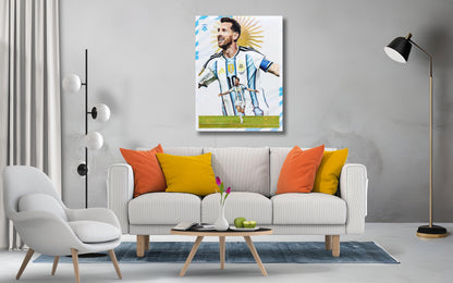 Lionel Messi Football Canvas Art, Black White Poster Print, Soccer Wall Decor