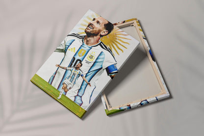 Lionel Messi Football Canvas Art, Black White Poster Print, Soccer Wall Decor