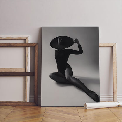 Bold Black and White Female Figure Canvas Print, Modern Wall Art (12x18 inch)