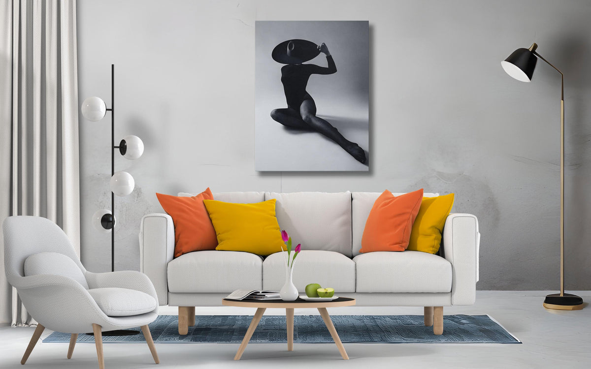 Bold Black and White Female Figure Canvas Print, Modern Wall Art (12x18 inch)