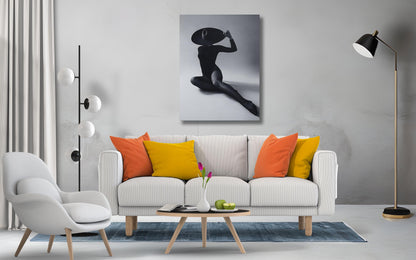 Bold Black and White Female Figure Canvas Print, Modern Wall Art (12x18 inch)