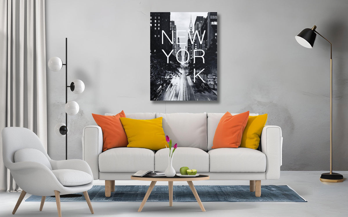 New York City Skyline Black and White Wall Art – NYC Room Decor (Canvas Print)