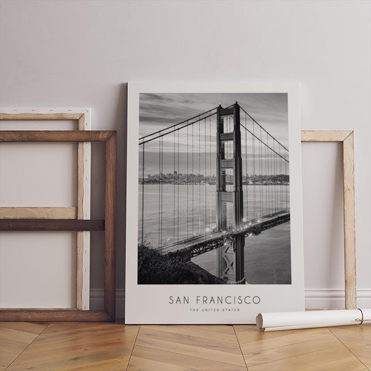 Golden Gate Bridge Black & White Canvas Print – San Francisco Wall Art