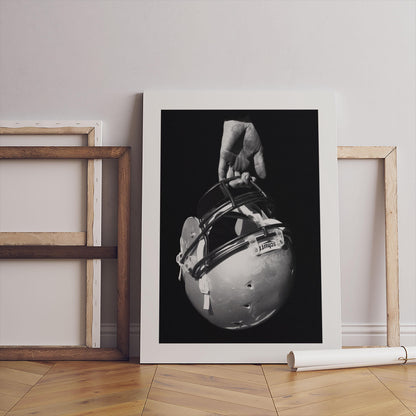 Black and White Football Helmet Canvas – Sports Art Wall Decor