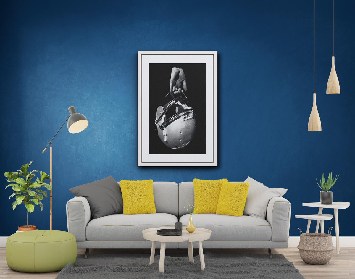 Black and White Football Helmet Canvas – Sports Art Wall Decor