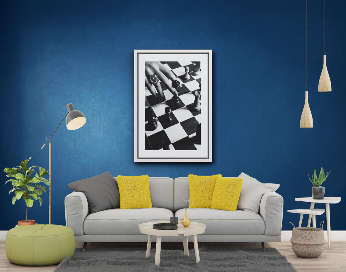 Black and White Chess Canvas Print – Modern Wall Art Poster