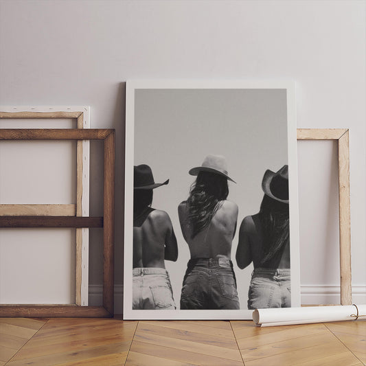 Dream Out West Print – Western Chic Canvas Wall Decor (Black & White Frame)