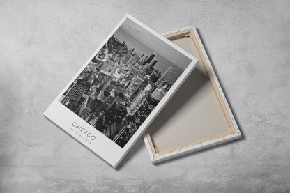 Chicago Cityscape Print – Black and White Wall Art (Canvas or Poster)