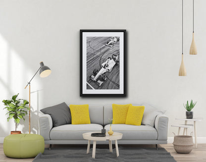 Formula 1 Burnout Posteri – Siyah Beyaz Yarış Sporları Duvar Sanatı (A4/A3)
