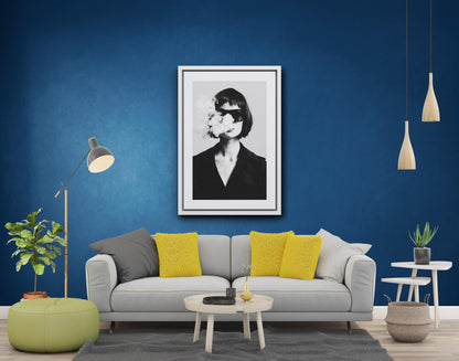 Fashion Smoke Poster – Siyah Beyaz Editöryal Fotoğraf Duvar Sanatı (A4/A3)
