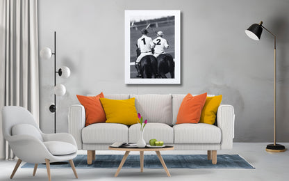 Polo Players Canvas Print – Equestrian Sport Art, Black & White Wall Decor