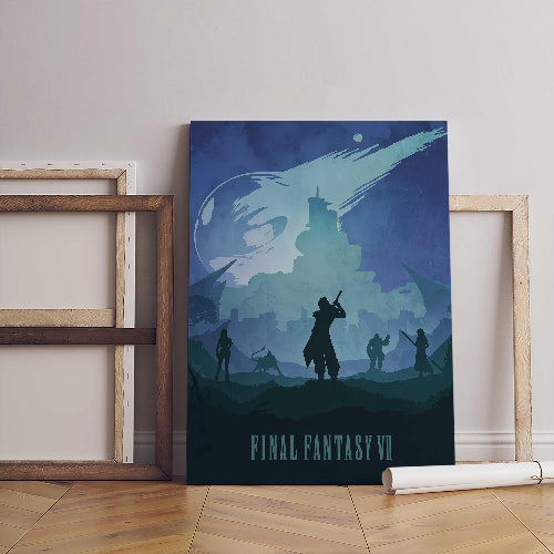Final Fantasy VII Posteri – Minimalist JRPG Klasik Oyun Duvar Sanatı (A4/A3)