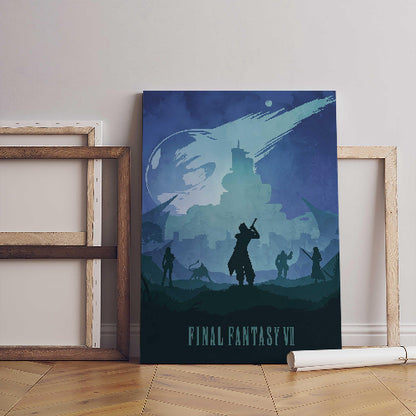 Final Fantasy VII Posteri – Minimalist JRPG Klasik Oyun Duvar Sanatı (A4/A3)