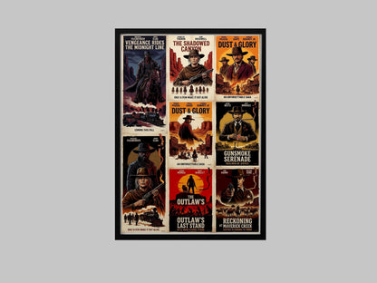 Western Movie Collection Minimalist Art Print – AI-Crafted Wall Decor A4 - A3 Poster