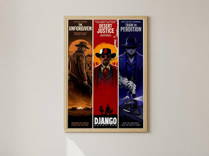 Western Movie Minimalist Art Print – AI-Crafted Wall Decor A4 - A3 Poster