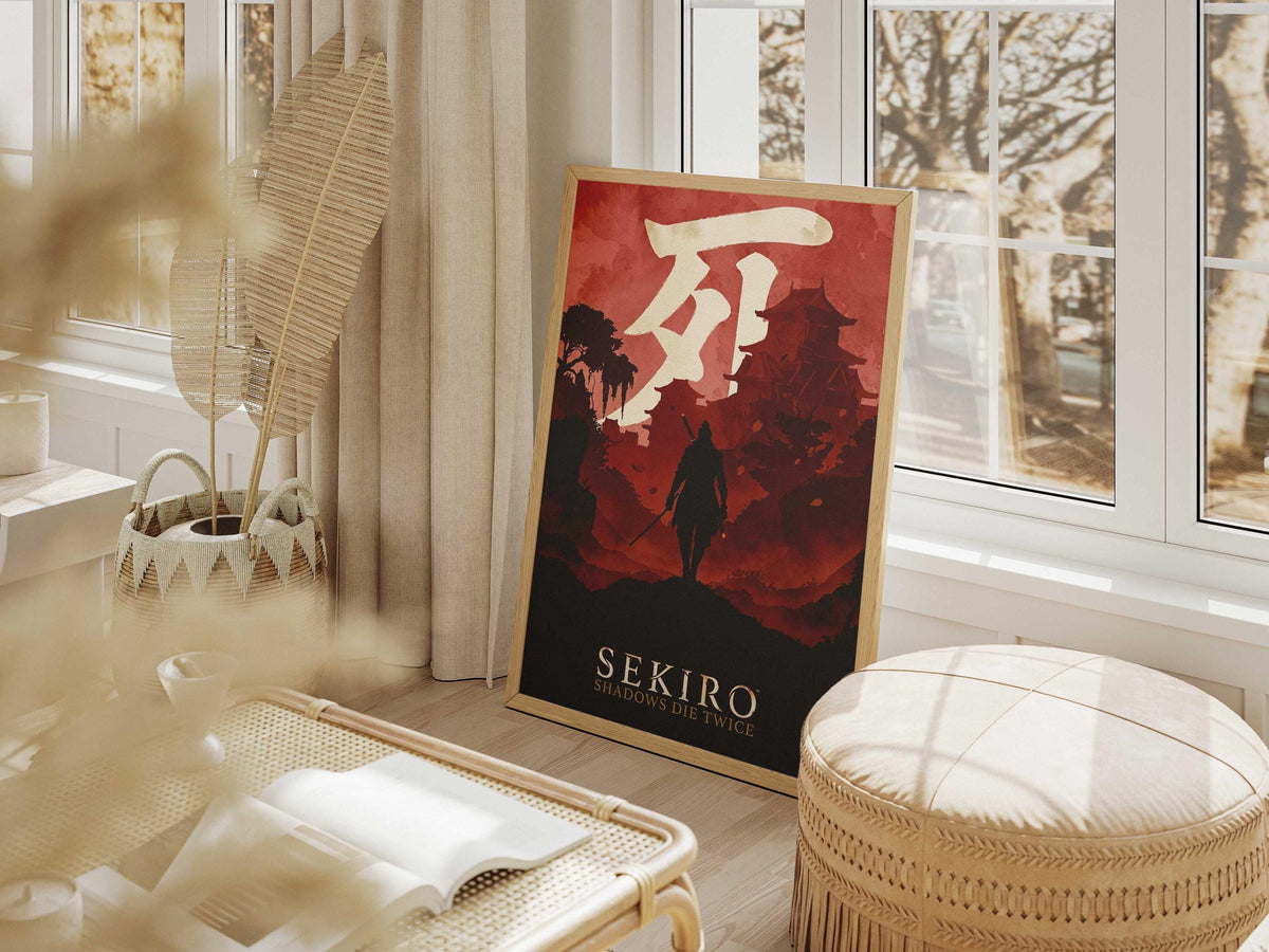 Sekiro Shadows Die Twice Minimalist Art Print, AI-Crafted Wall Decor (A4/A3)