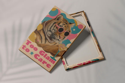 Too Glam to Care Tiger Poster, Retro Art Print, Home Decor (Canvas)