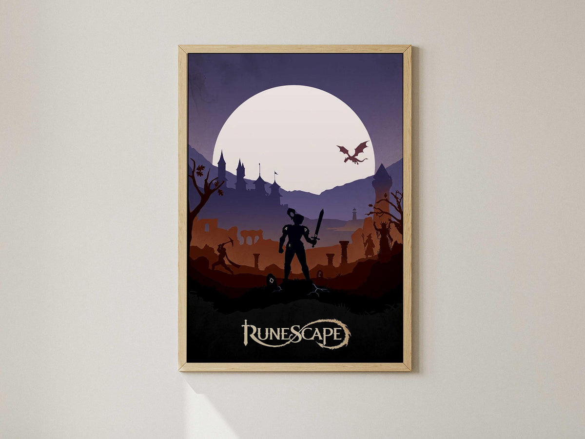 RuneScape Minimalist Art Print – AI-Crafted Wall Decor Game A4 - A3 Poster