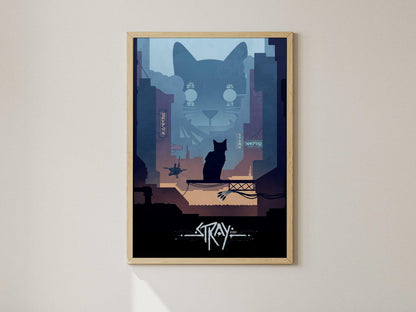 Stray Video Game Poster – AI Art Print, Gamer Wall Decor (A4/A3)