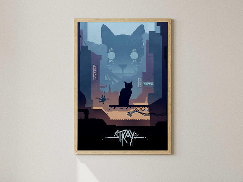 Stray Video Game Poster – AI Art Print, Gamer Wall Decor (A4/A3)