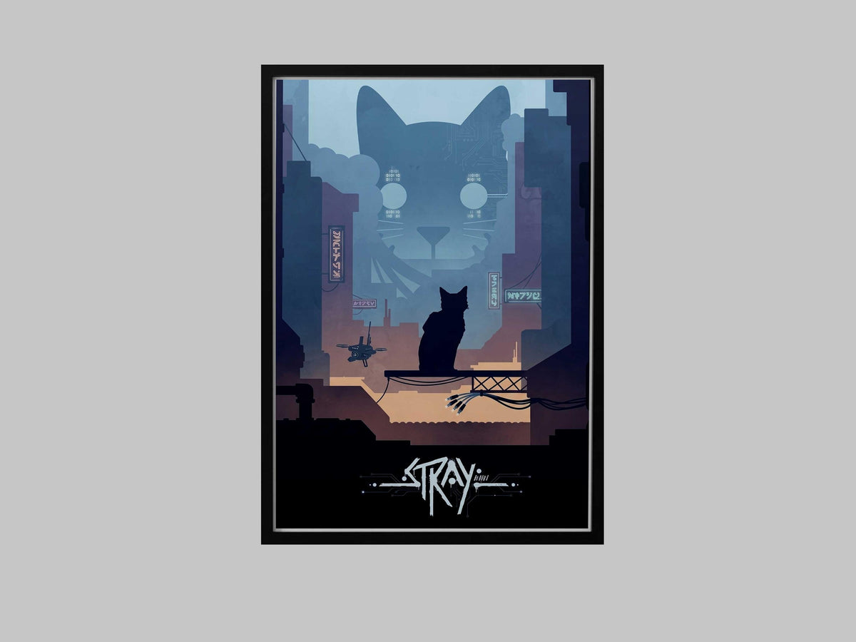 Stray Video Game Poster – AI Art Print, Gamer Wall Decor (A4/A3)