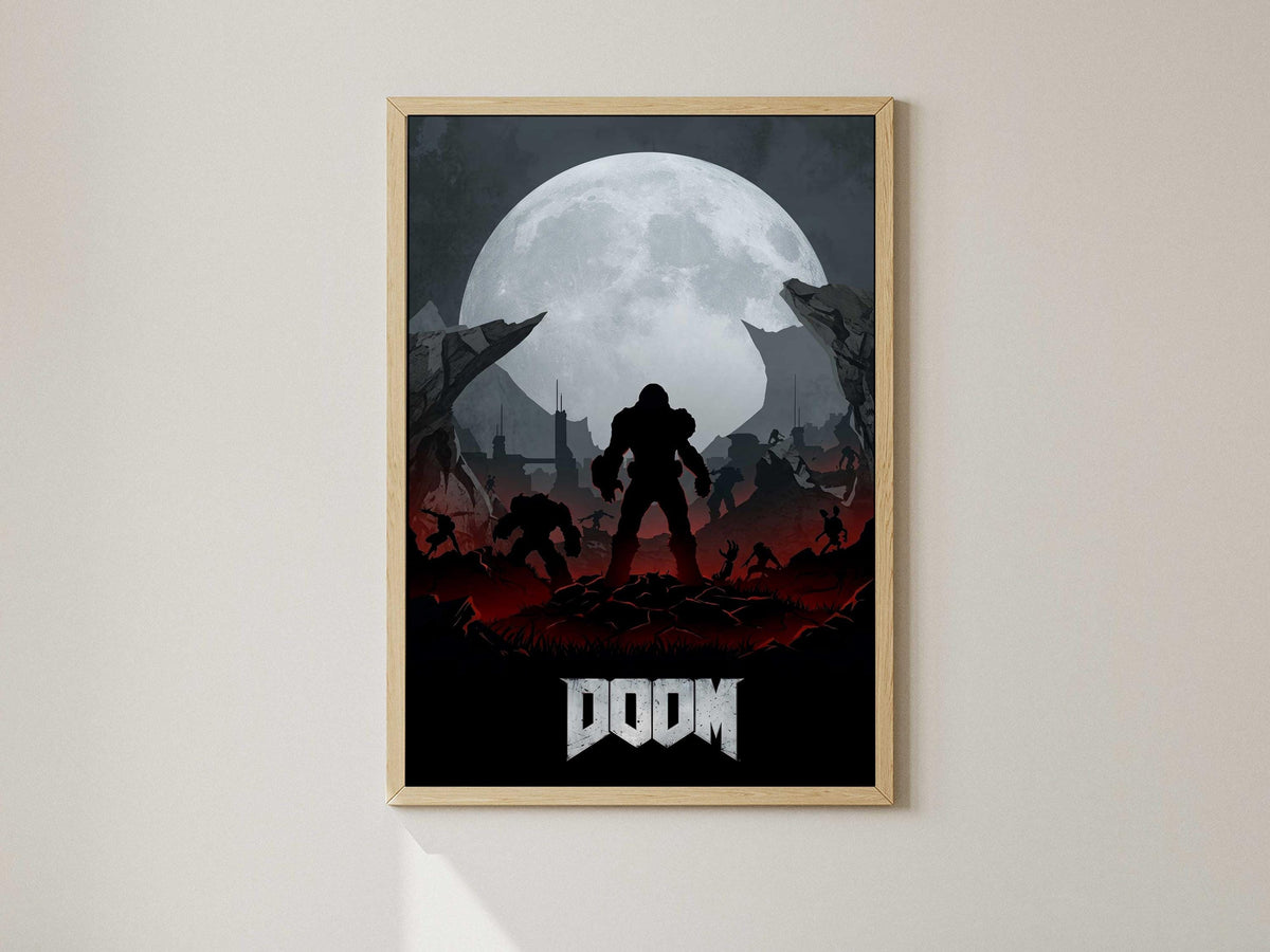 Doom Video Game Poster – AI Art Print, Gamer Wall Decor (A4/A3)