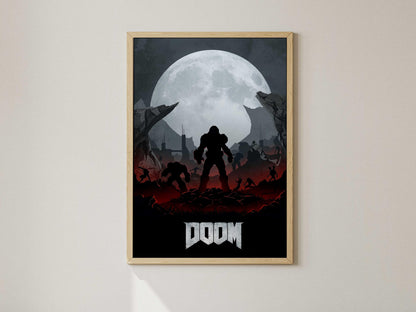 Doom Video Game Poster – AI Art Print, Gamer Wall Decor (A4/A3)