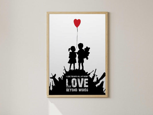 Banksy Love Poster Print, Graffiti Art Wall Decor (A4-A3)