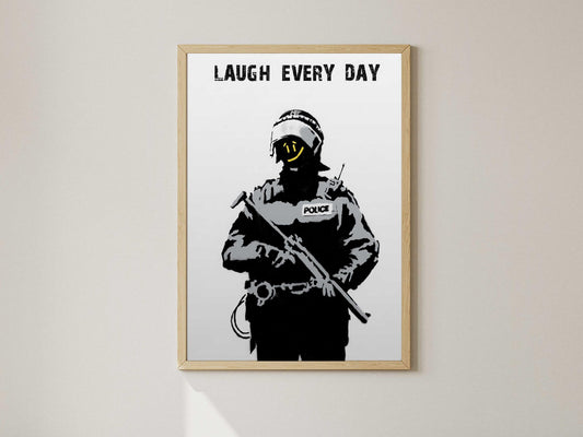 Banksy Laugh Every Day Graffiti Poster Print, A4-A3 Wall Art (Digital Download)