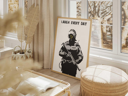Banksy Laugh Every Day Graffiti Poster Print, A4-A3 Wall Art (Digital Download)