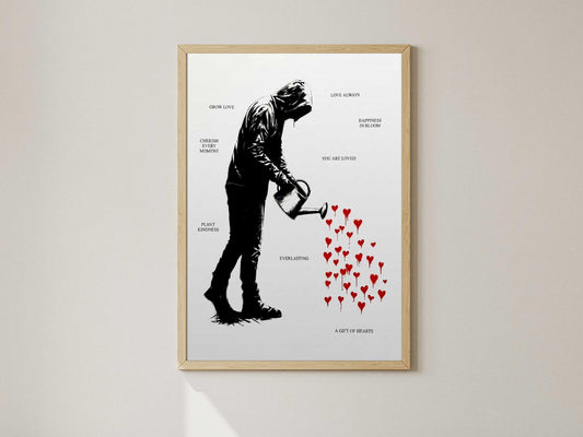 Banksy A Gift Of Hearts Poster Print – AI Crafted Wall Decor A4 - A3 Poster