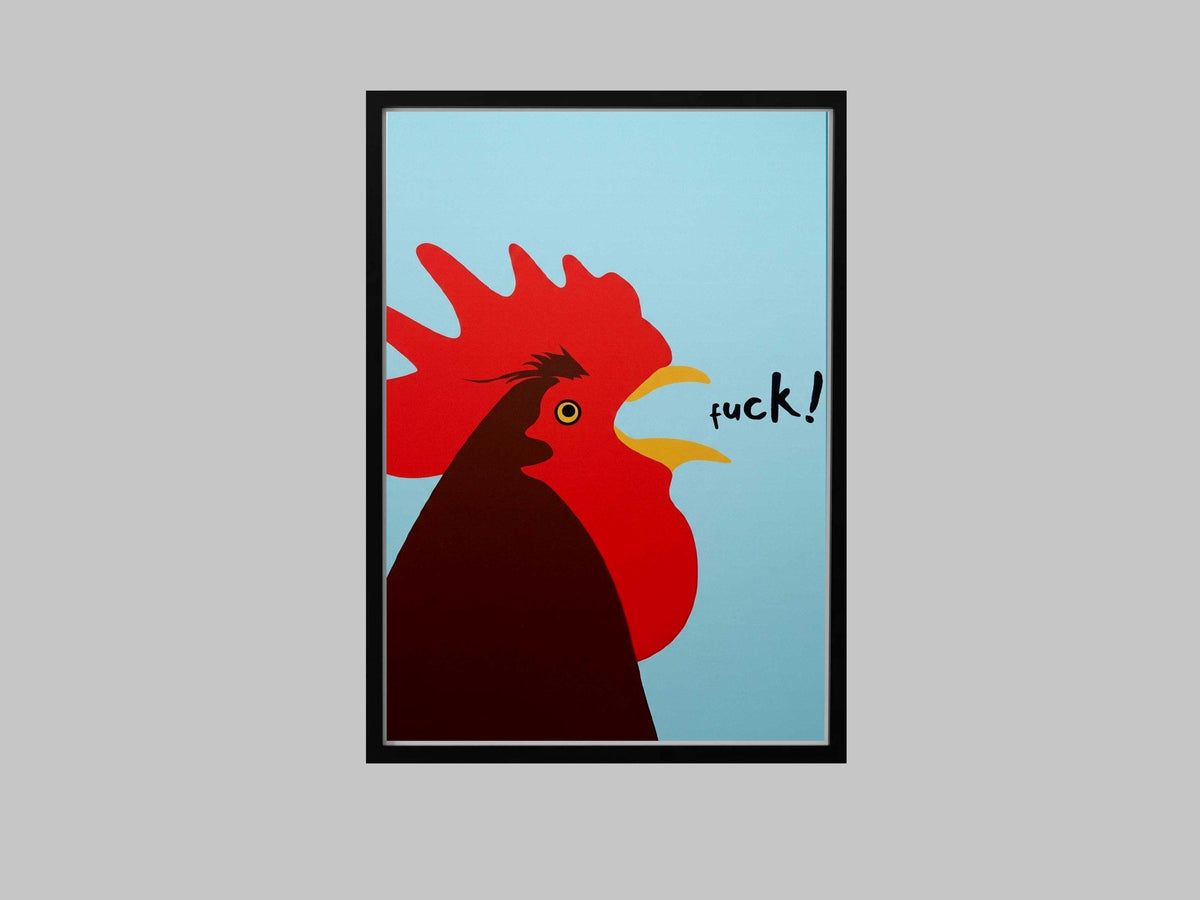 Funny Rooster Art Print, Minimalist Animal Poster, Rude Sayings Wall Art (Physical)
