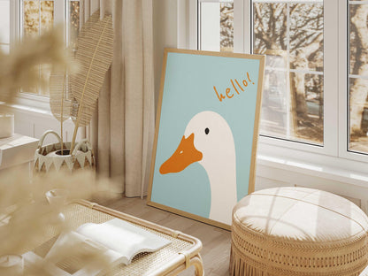 Minimalist Duckling Wall Art, Modern Nursery Decor (Physical Print)