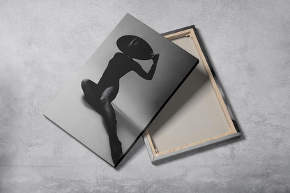 Bold Black and White Female Figure Canvas Print, Modern Wall Art (12x18 inch)