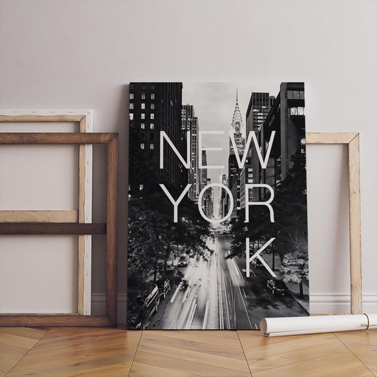 New York City Skyline Black and White Wall Art – NYC Room Decor (Canvas Print)