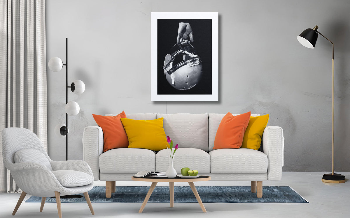 Black and White Football Helmet Canvas – Sports Art Wall Decor