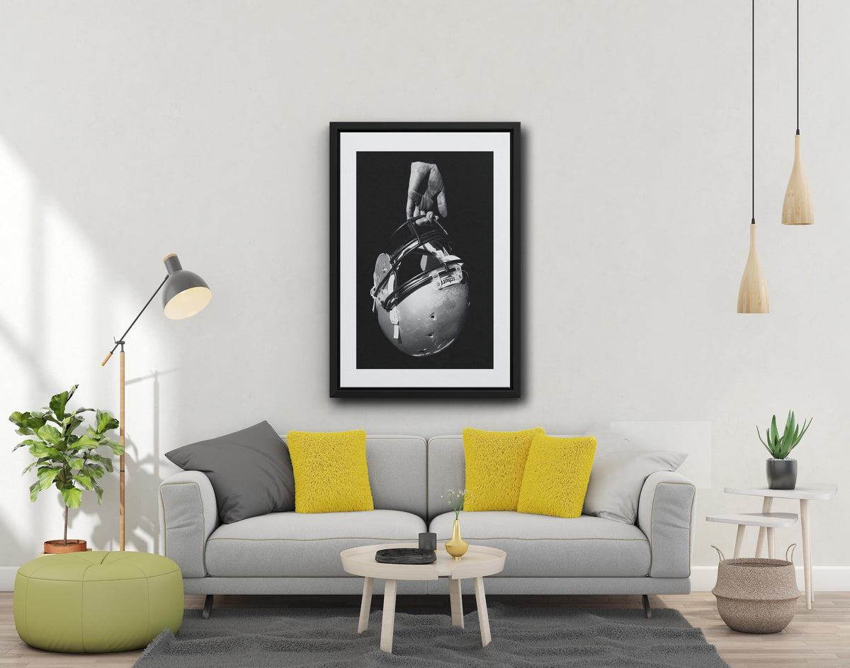 Black and White Football Helmet Canvas – Sports Art Wall Decor