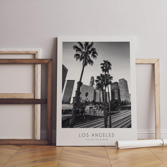Los Angeles Print – Modern City Poster, Canvas And Poster Black White Frame